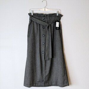 NWT Belted Tweed Paperbag-Waist Midi Skirt Sz 8